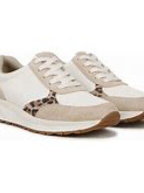Naturalizer Women Shay White Sneakers Leopard Print NWOT Shelf Pulls 7.5